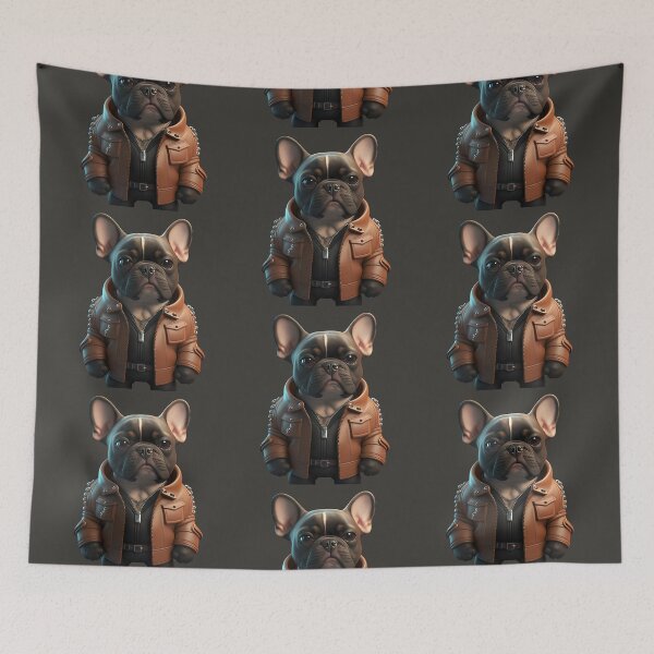 Item preview, French bulldog with leather jacket designed and sold by GforAL.
