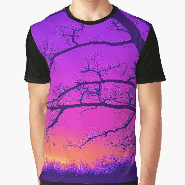Sunset through the Tree Immersed in Pink Graphic T-Shirt
