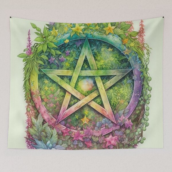 Item preview, Pentacle - Botanical Flower Garden Wiccan Pagan Pentagram designed and sold by MoonBohemian.