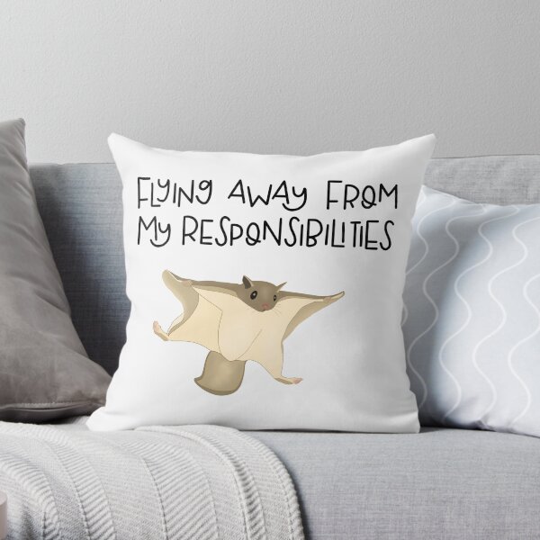 Northern Flying Squirrel Flying Away from Responsibilities Throw Pillow