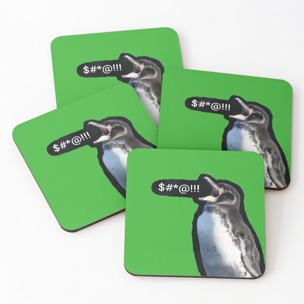 Item preview, Frustrated Galapagos penguin (green #35B02C Background) designed and sold by SBPenguins.
