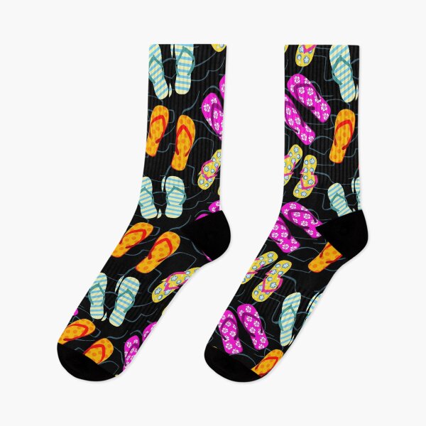 Item preview, Colorful Flipflops Pattern On Black designed and sold by SeemDev786.
