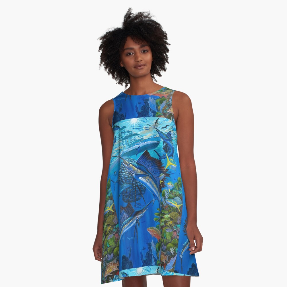 Vista previa del artículo con la obra «Vestido acampanado», diseñado y vendido por Bluemarlin.