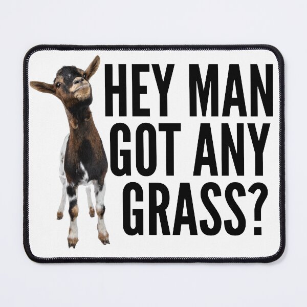 Item preview, funny goat puns,goat meme slogan gift idea hey man got any grass? designed and sold by JakubkoJunak.