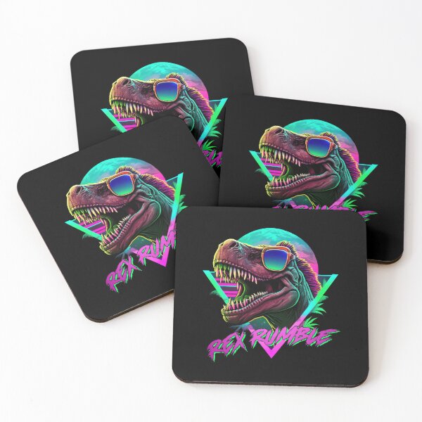 Aperçu de l'œuvre Rex Rumble - Dinosaure de style rétro vintage des années 80 créée et vendue par Odd World.