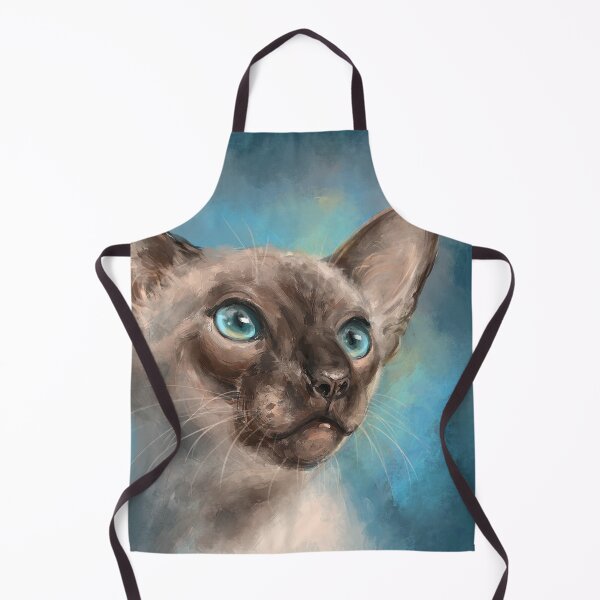 Item preview, Close Up Painting of a Gorgeous Siamese Cat with Blue Eyes and Blue Background designed and sold by ibadishi.