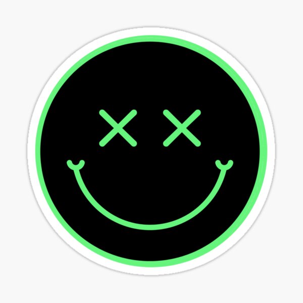 X X Smiley Face Green Neon  Sticker