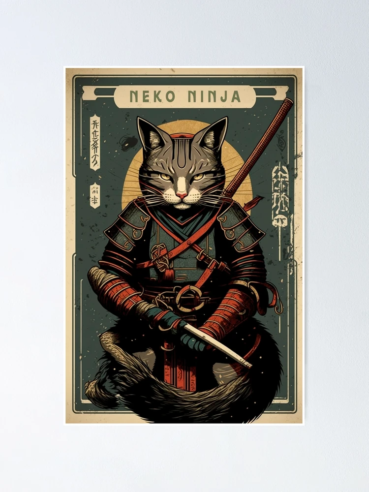  iPhone 14 Pro Samurai Cat Japanese cultural icon retro