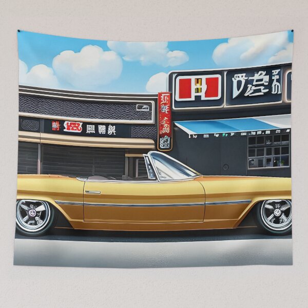 Artikelvorschau, Golden Chariot 90s Retro Car Art, Automotive Decor, Vintage Car entworfen und verkauft von theretropitstop.