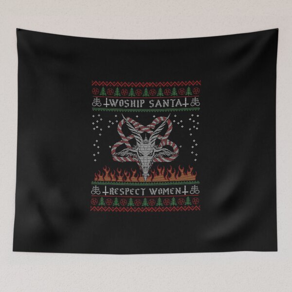Item preview, Worship Santa Respect WomenI Baphomet Death Metal designed and sold by biNutz.