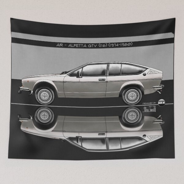 Item preview, Azaziel Original Series - Drawing of AR - Alfetta Gtv (116) in Argento Metallizzato designed and sold by Azaziel.