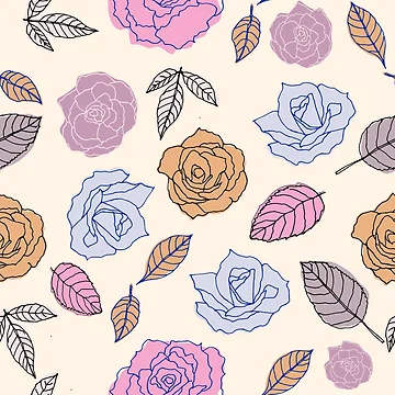 Artwork thumbnail, Pink Roses Ink Pattern by BirdsNatureArt