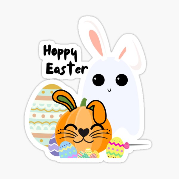 Item preview, Hoppy Easter Cute Ghost and Cute Pumpkin Easter Eggs designed and sold by gf-of-a-gamer.