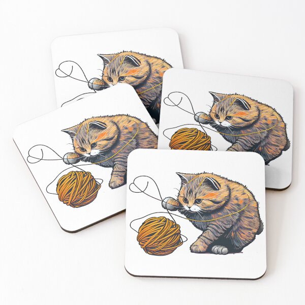 Item preview, Stringing Along:Cat Playing With A Ball Of String designed and sold by PosterManiaRo.