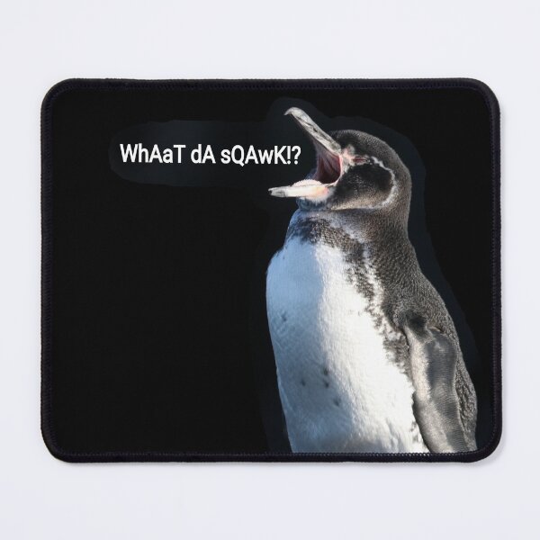 Item preview, What da Squawk Galapagos Penguin (black background) designed and sold by SBPenguins.