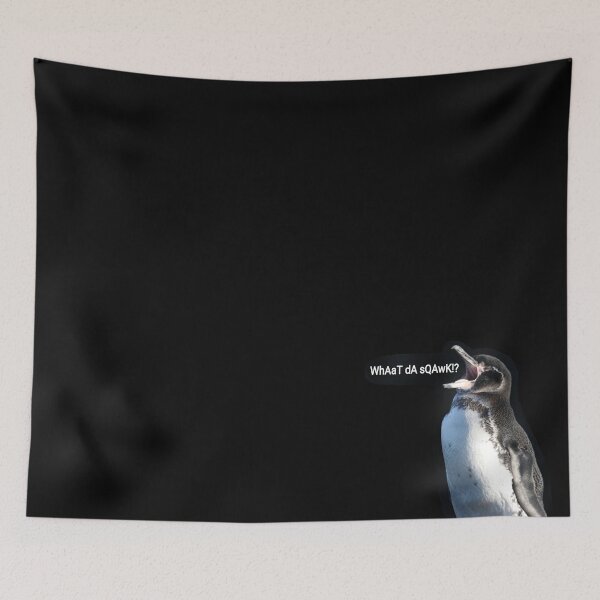 Item preview, What da Squawk Galapagos Penguin (black background) designed and sold by SBPenguins.