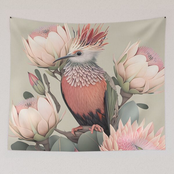 Item preview, Protea in pink and a bird designed and sold by Sammisays.