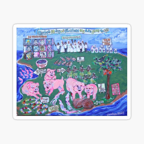 Twelve Hawaiian Days Of Christmas Sticker