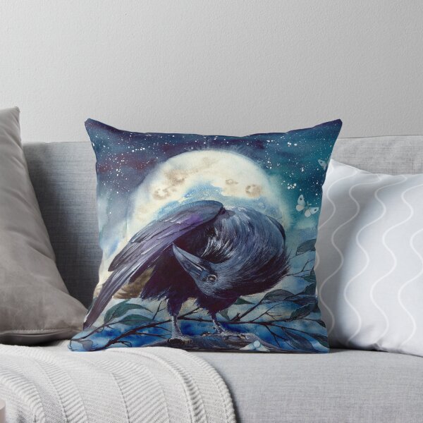 Item preview,  Watercolor picture of the raven with the moon designed and sold by MaryWatercolor.