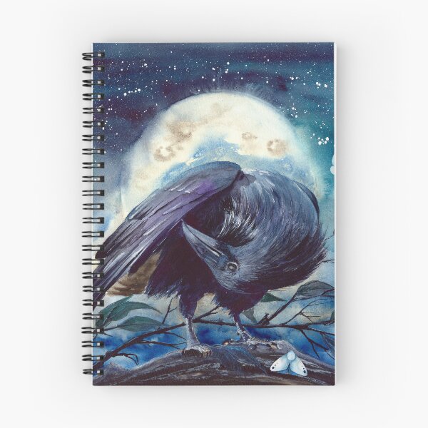 Item preview,  Watercolor picture of the raven with the moon designed and sold by MaryWatercolor.