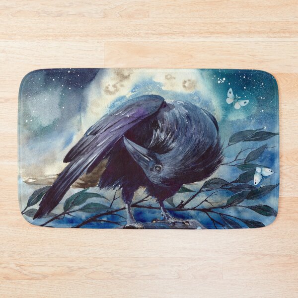 Item preview,  Watercolor picture of the raven with the moon designed and sold by MaryWatercolor.