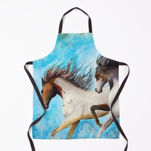 Item preview, Watercolor picture of two running horses designed and sold by MaryWatercolor.