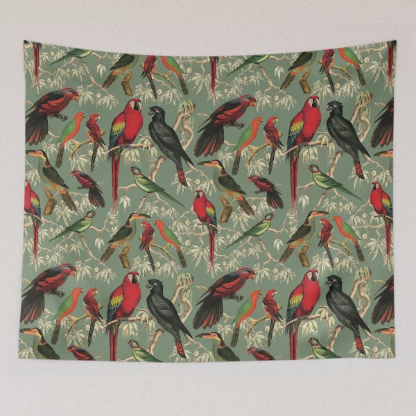 Item preview, Eye-Catching Bird Pattern - sage designed and sold by CharlieCreates.