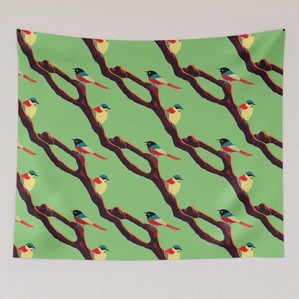 Item preview, More Birdies - Cute Cartoon Birds on Green designed and sold by Fine Prints.