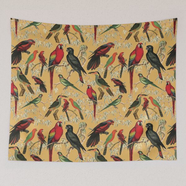 Item preview, Vibrant Bird Pattern for a Tropical-Inspired Look - honey yellow designed and sold by CharlieCreates.