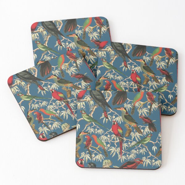 Item preview, Vintage Parrot and Tropical Bird Pattern - Royal Blue designed and sold by CharlieCreates.