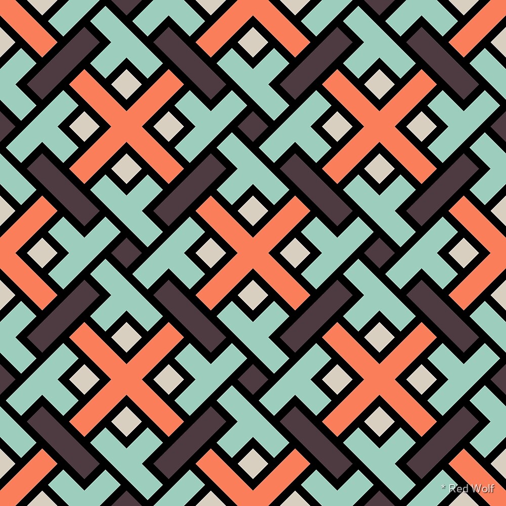 Geometric Pattern: Weave: Red/Green by * Red Wolf