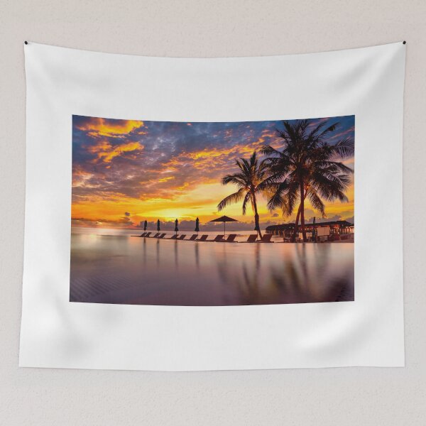 Item preview, Sunset at luxury resort over pool. designed and sold by Streetsigns1957.