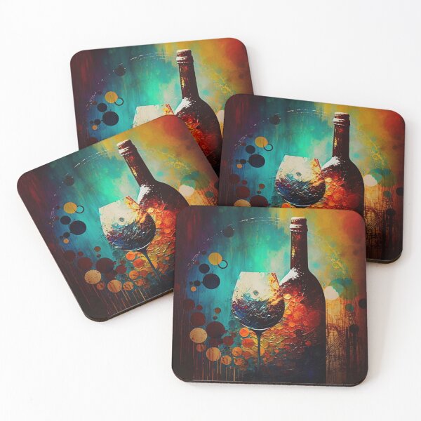 Item preview, Abstract Wine Bottle and Glasses Vintage Art designed and sold by SOMM DIGI ART .