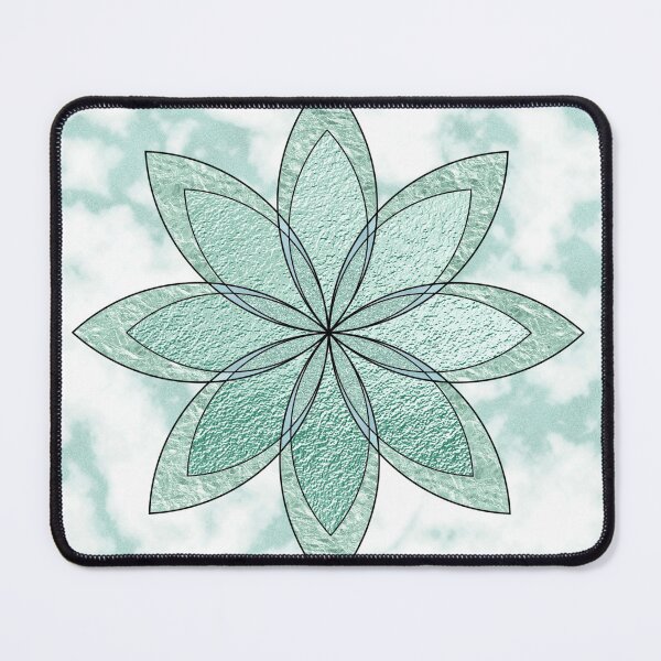 Item preview, Shimmering geometric flower in mint green marble and foil designed and sold by Flowerlake.