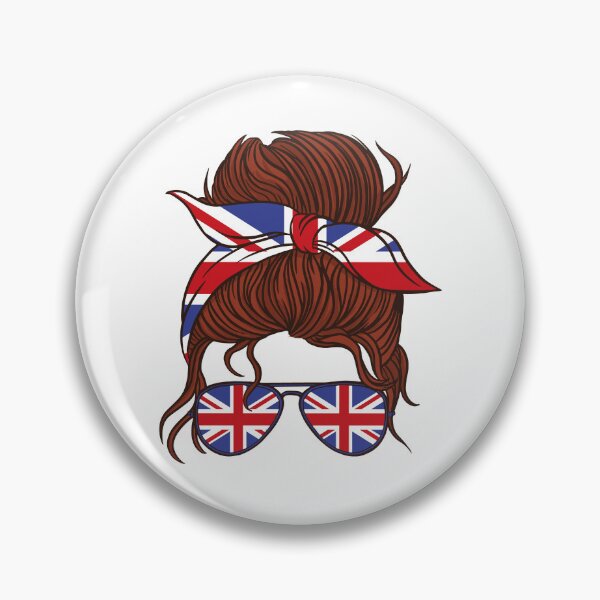 Item preview, Funny Messy Hair Woman Bun British Flag Mothers Day Queen UK designed and sold by pipsmerch.