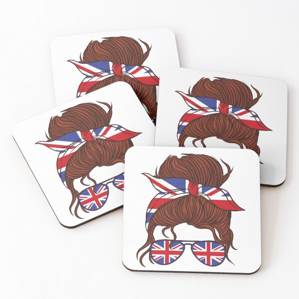 Item preview, Funny Messy Hair Woman Bun British Flag Mothers Day Queen UK designed and sold by pipsmerch.