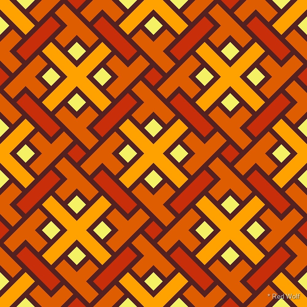Geometric Pattern: Weave: Orange/Red by * Red Wolf
