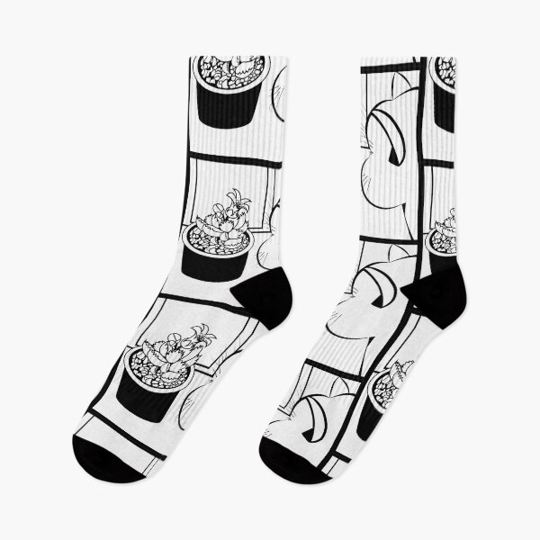 Item preview, Afternoon Nap Sleepy Cat and Cactus Flower | Black and White Line Art  designed and sold by Moyanana.