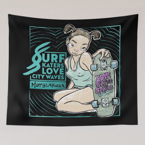 Item preview, Surf skaters love city waves designed and sold by motylanoga.