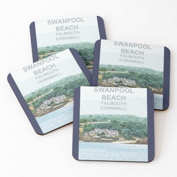 Item preview, Swanpool Beach Falmouth Cornwall. Cornish gift. Travel poster designed and sold by BarbaraGlebska.