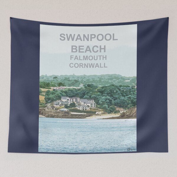 Item preview, Swanpool Beach Falmouth Cornwall. Cornish gift. Travel poster designed and sold by BarbaraGlebska.