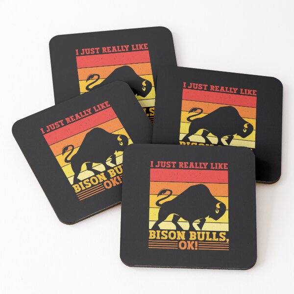 Item preview, Cute, Trendy and Funny Quote I JUST REALLY LIKE BISON BULLS, OK for Bison Bull Lovers, American Bison Bull Art and Wild Bison Bull Vintage Retro Sunset Saying designed and sold by zenturtlemerch.