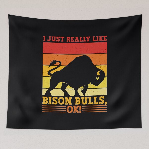 Item preview, Cute, Trendy and Funny Quote I JUST REALLY LIKE BISON BULLS, OK for Bison Bull Lovers, American Bison Bull Art and Wild Bison Bull Vintage Retro Sunset Saying designed and sold by zenturtlemerch.