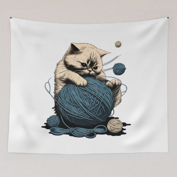 Item preview, Cat playing with a ball of string designed and sold by AHthatIsNice.