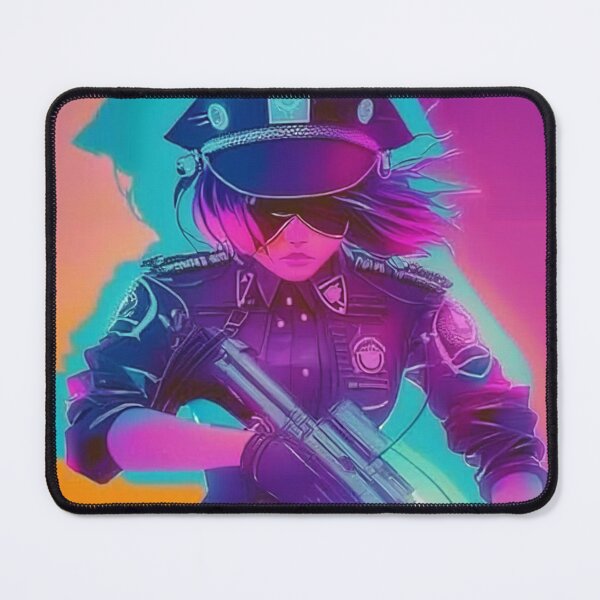 Item preview, Synthwave cyberpunk girl cop designed and sold by RESToRAPTOR.