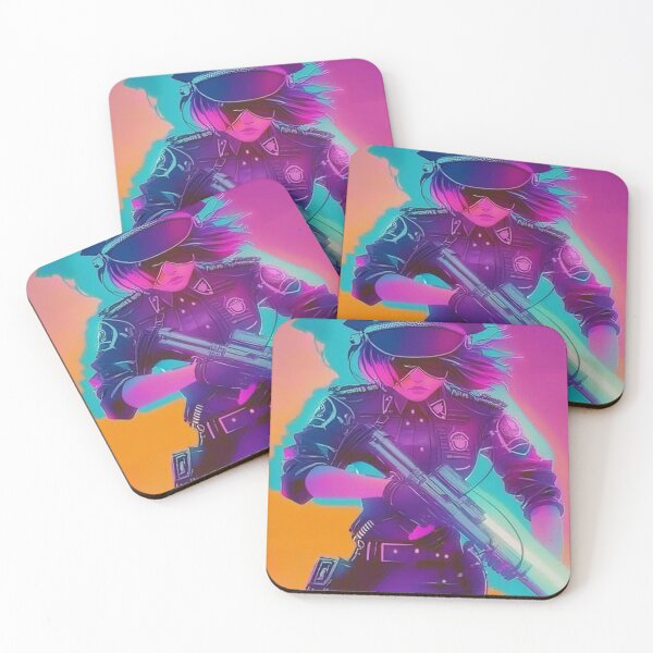 Item preview, Synthwave cyberpunk girl cop designed and sold by RESToRAPTOR.
