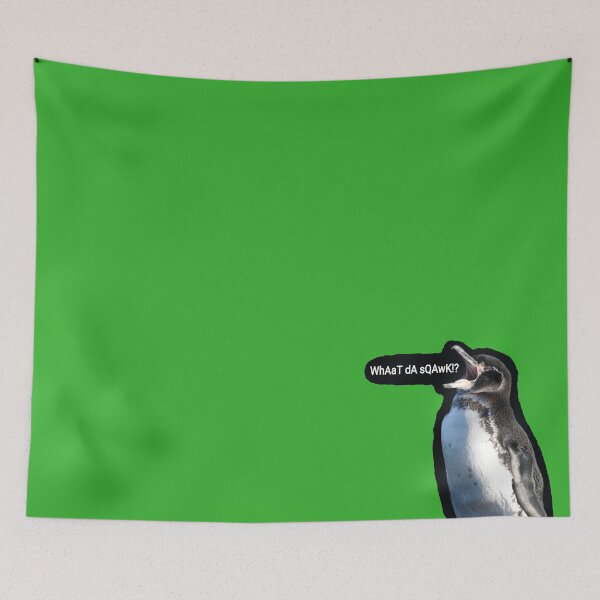 Item preview, What da Squawk Galapagos Penguin (Bright Green #35B02C background) designed and sold by SBPenguins.