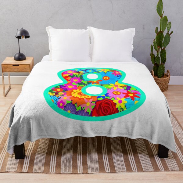 Item preview, Turquoise Psychedelic Floral Number 8 | Colorful Birthday Art designed and sold by Vividality.
