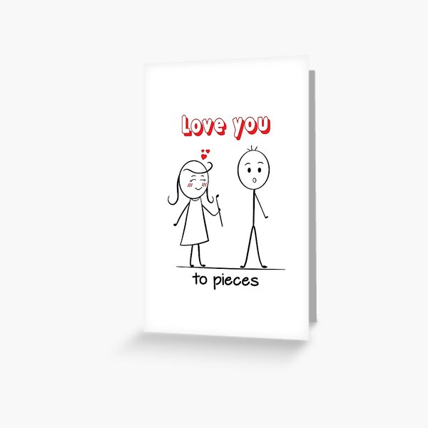 Valentines Day Romantic couple art design drawing under umbrella, boyfriend  and girlfriend, funny, heart, gift ideas for him, for her Greeting Card  for Sale by expresivedesign