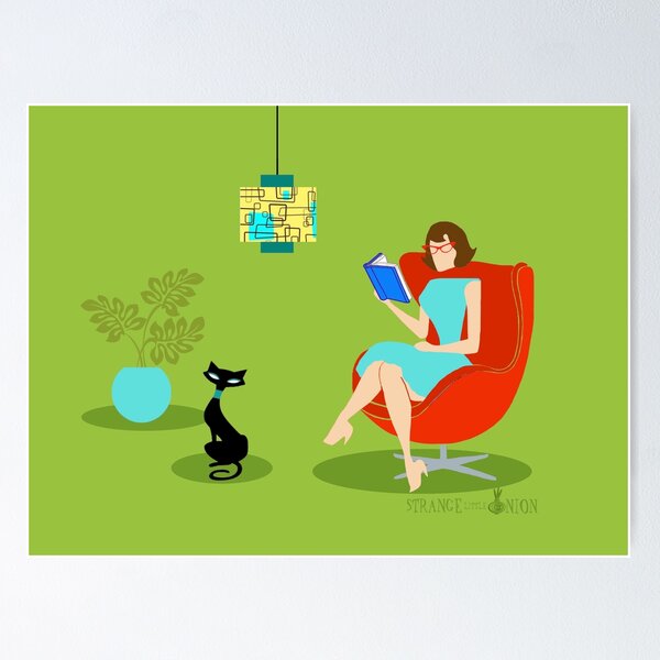 Item preview,  Retro Reading Woman  designed and sold by StrangeLilOnion.